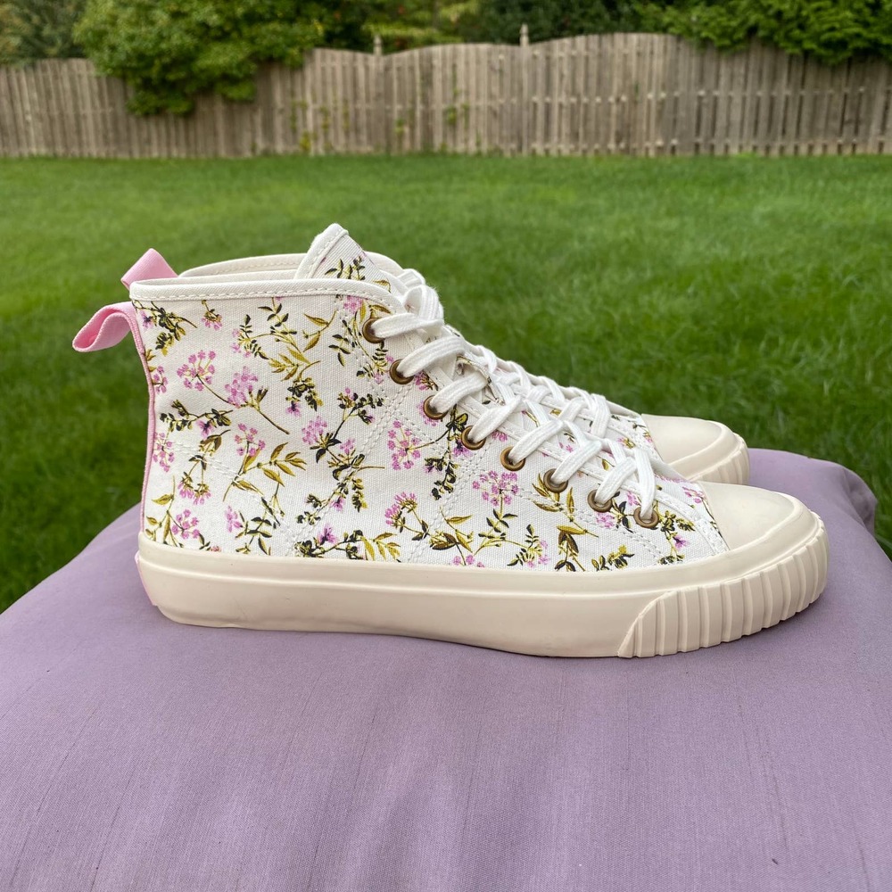 J. Crew Whisp Floral Hi Top Fashion Sneaker Shoe Women's size 7 BF748 - Picture 4 of 10